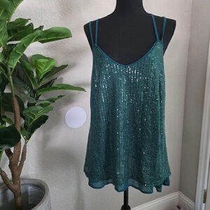 Women's Grace Karin Green Sequin Party Cocktail Tank Top S